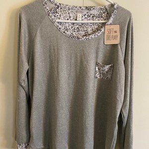 MARILYN MONROE Cheetah Grey Pocket Pajama Shirt